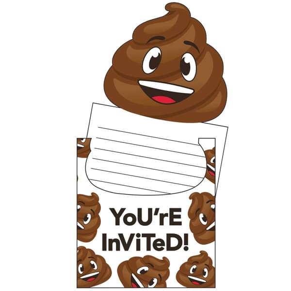 Creative Party Cow Emoticon Invitations (Pack of 8) White/Brown One Size