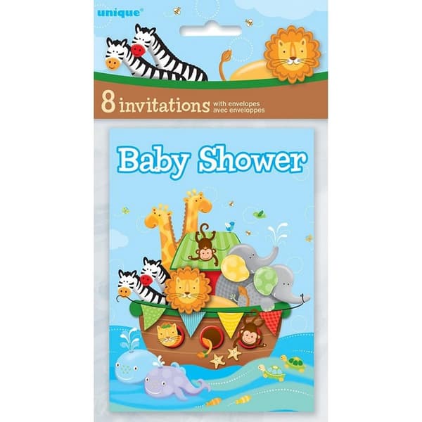 Unique Party Noah´s Ark Baby Shower Invitations (Pack of 8) Multicoloured One Size
