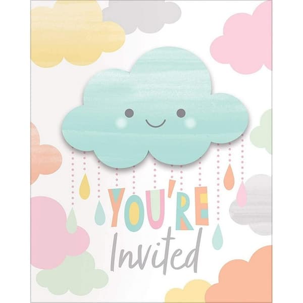 Creative Party Clouds Baby Shower Invitations (Pack of 8)