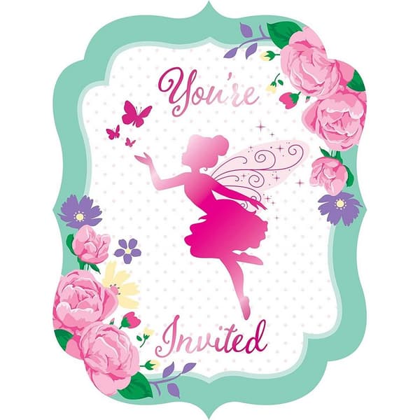 Creative Party Floral Fairy Invitations (Pack of 8) Multicoloured One Size