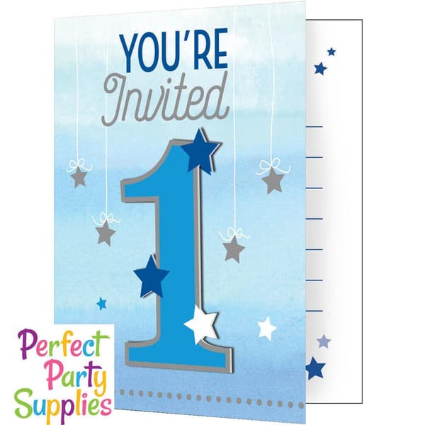 Creative Party Twinkle Little Star Invitations (Pack of 8) Blue/White/Grey One Size