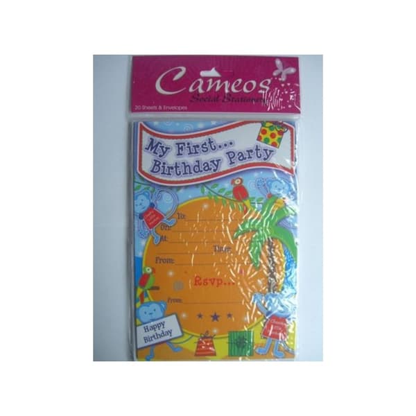 Cameos First Birthday Invitations (Pack of 20) Multicoloured One Size