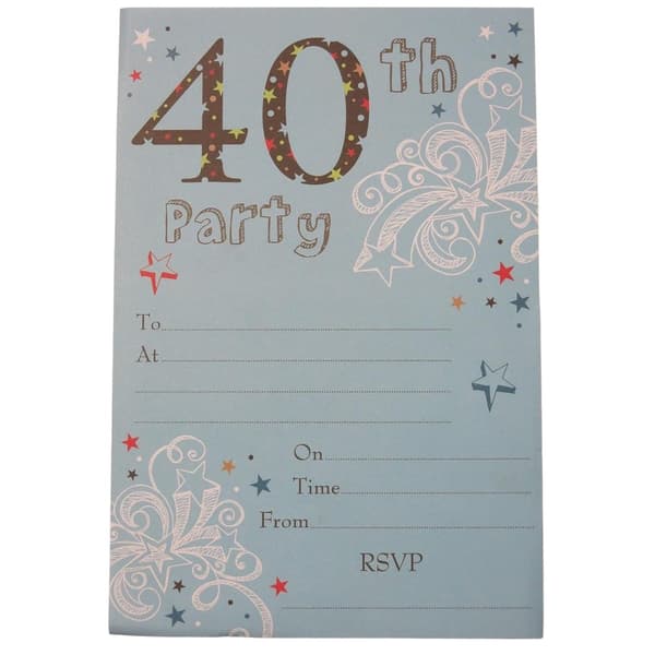 40th Birthday Invitations (Pack of 20)