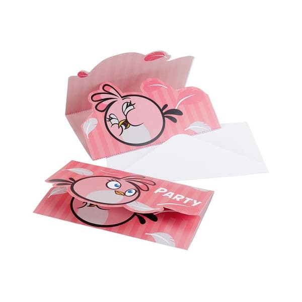 Angry Birds Stella Invitations (Pack of 6) Pink/White One Size