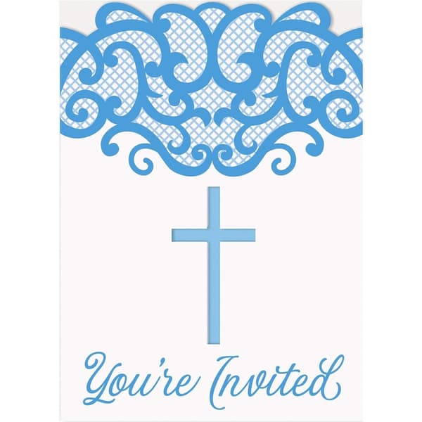 Unique Party You´re Invited First Holy Communion Invitations (Pack of 8) White/Blue One Size