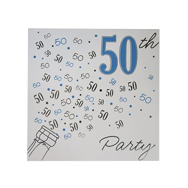 Hambledon 50th Birthday Invitations (Pack of 6) White/Blue/Black One Size