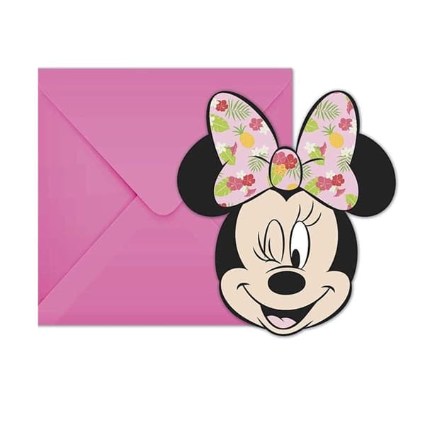 Disney Tropical Minnie Mouse Invitations (Pack of 6) Multicoloured One Size