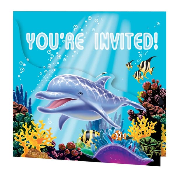 Creative Converting Enhanced Ocean Invitations (Pack of 8) Multicoloured One Size