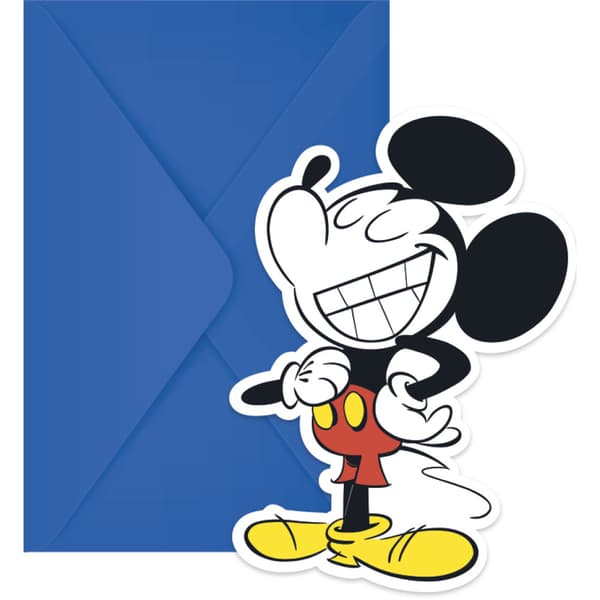 Disney Retro inbjudningskort till Musse Pigg (6-pack) Multicoloured One Size