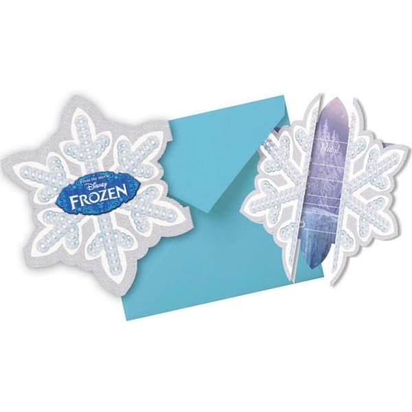 Frozen Snowflake Invitations (Pack of 6) White/Blue One Size