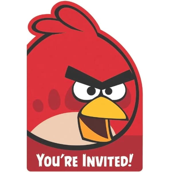 Angry Birds You´re Invited! Invitations (Pack of 8) Red/Blue One Size