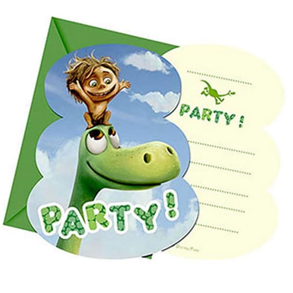 The Good Dinosaur Party Invitations (Pack of 6) Green/Blue One Size