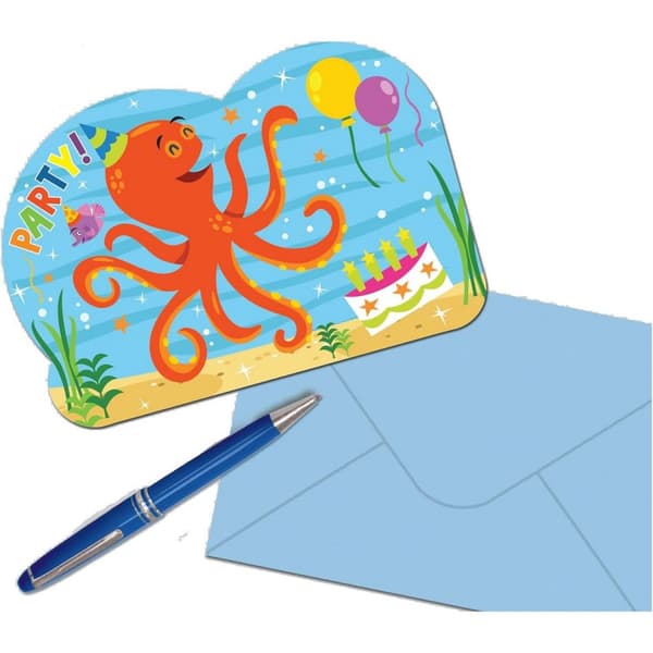 Amscan Ocean Buddies Invitations Multicoloured One Size