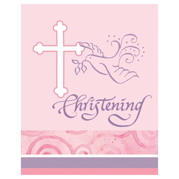 Creative Party Dove Communion Invitations (Pack of 8) Pink One Size