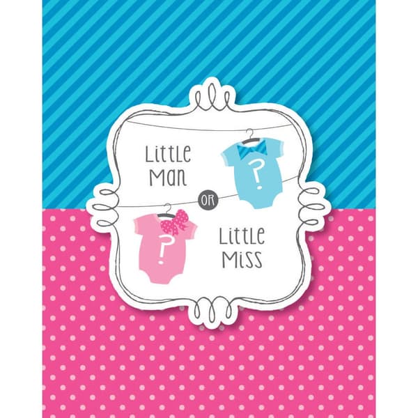 Creative Party Bow Or Bowtie Baby Shower Invitations (Pack of 8) Blue/Pink/White One Size