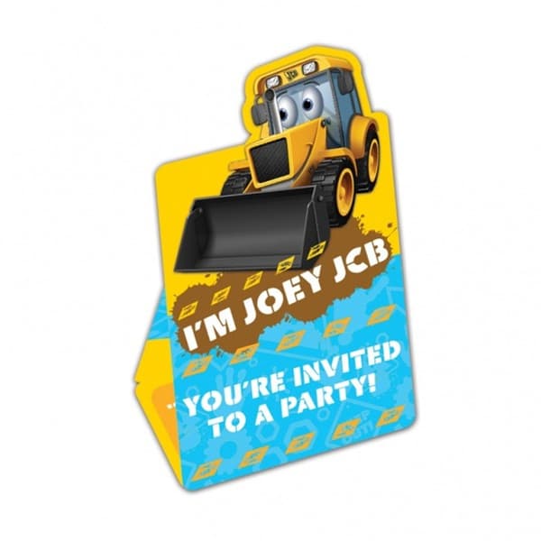 JCB Joey JCB Invitations (Pack of 6) Yellow/Blue/White One Size
