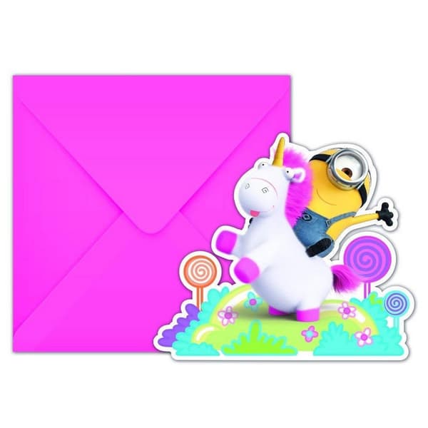 Minions Fluffy Invitations (Pack of 6) Multicoloured One Size