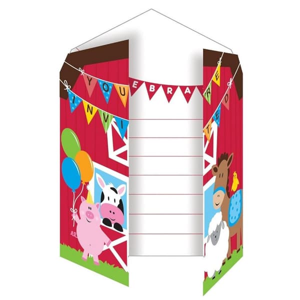 Födelsedagsinbjudningar med bondgårdskänsla (8-pack)