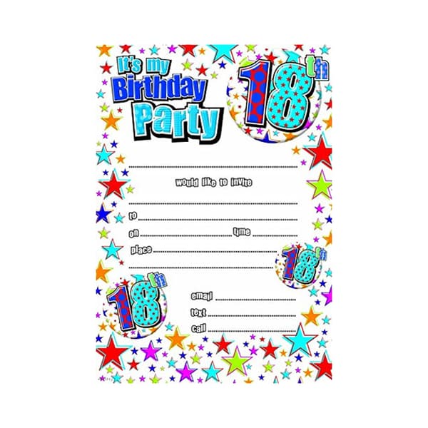 Creative Party Mature 18th Invitations (Pack of 20) Multicoloured One Size