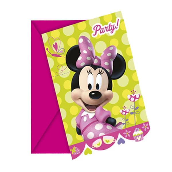 Disney Bow-Tique Minnie Mouse Invitations (Pack of 6) Multicoloured One Size