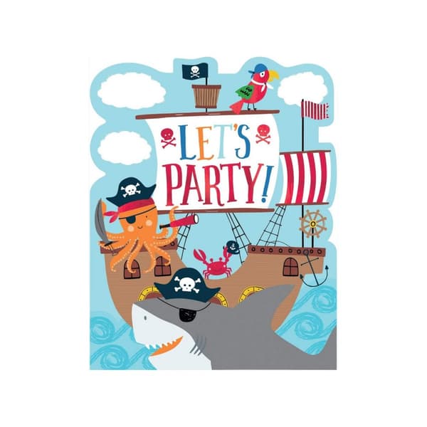 Amscan Ahoy Hot Stamped 1st Birthday Invitations (Pack of 8) Multicoloured One Size