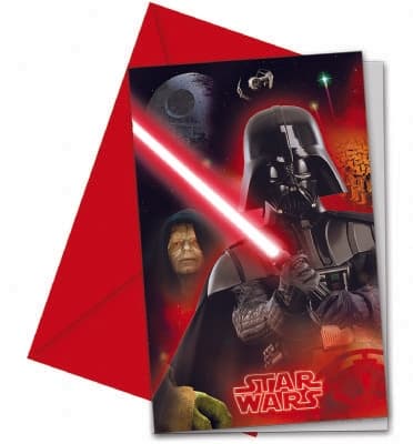 Star wars invitationer 6 stk med kuverter darth vader kort