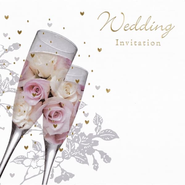 Creative Party Roses Wedding Invitations (Pack of 6) White One Size
