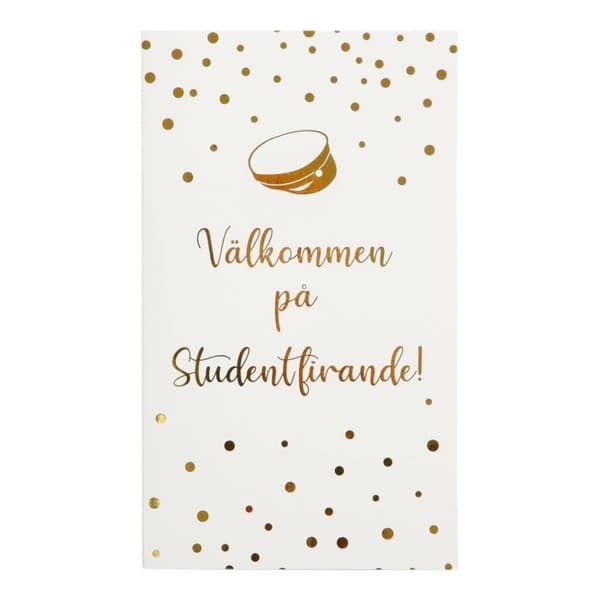 Student Inbjudningskort 6-Pack Vita med Guldtext - Elegant & Anpassningsbara till Examen & Skolavslutning
