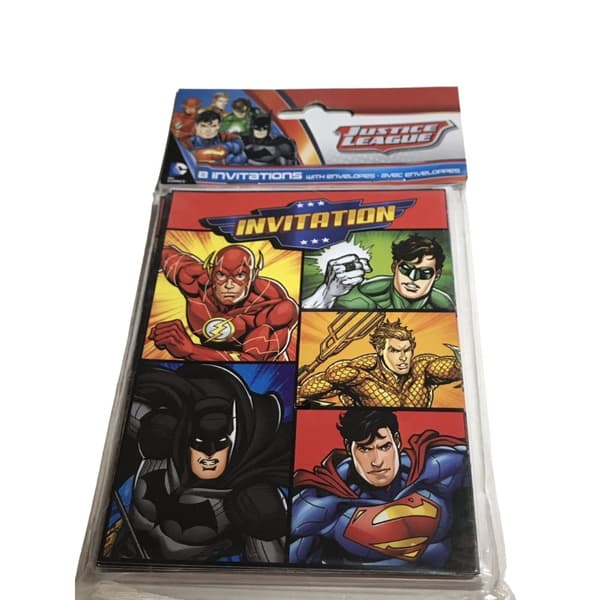 Justice League Invitations (Pack of 8) Multicoloured One Size