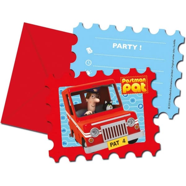 Postman Pat Logo Invitations (Pack of 6) Red/Blue/White One Size