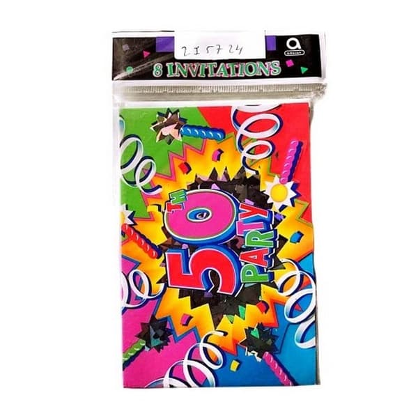 Amscan 50th Invitations (Pack of 8) Multicoloured One Size