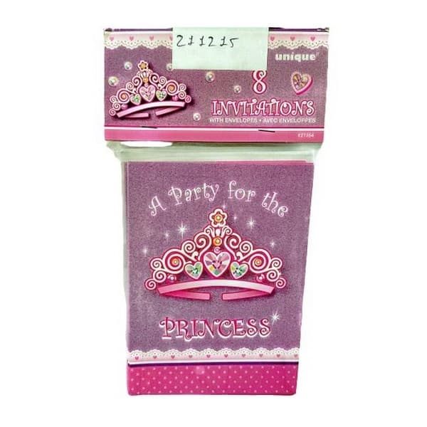 Unique Party Princess Birthday Invitations (Pack of 8) Multicoloured One Size