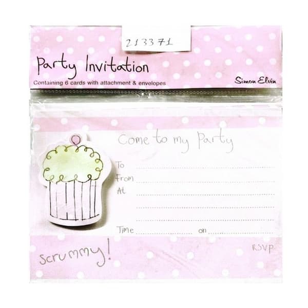 Simon Elvin Come To My Party Invitations (Pack of 6) White/Pink/Yellow One Size