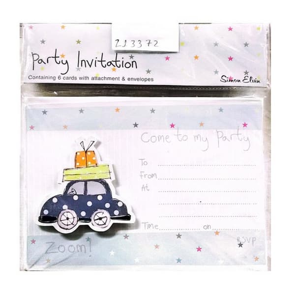 Simon Elvin Zoom! Come To My Party Invitations (Pack of 6) White/Blue/Yellow One Size
