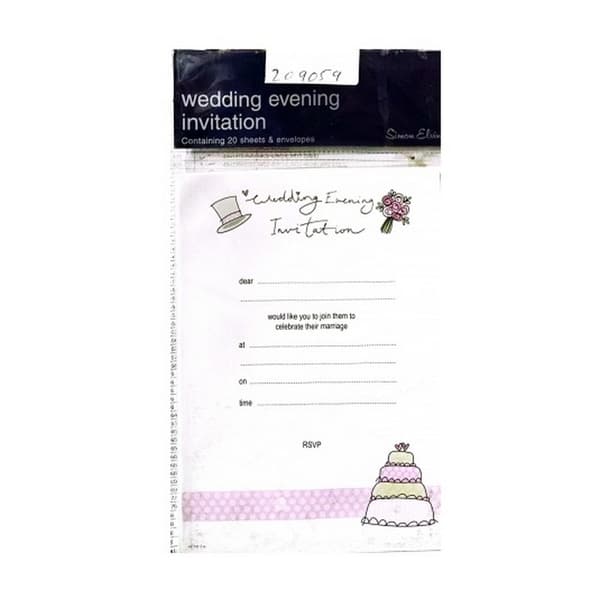 Simon Elvin Evening Wedding Invitation (Pack of 20) White/Pink/Black One Size