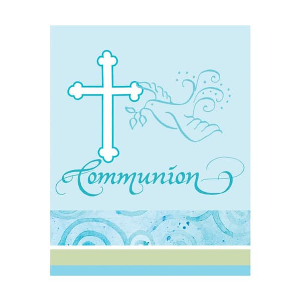 Paper Art Cross Communion Invitations (Pack of 8) White/Blue One Size