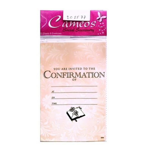 Cameos You Are Invited To The Confirmation Invitations (Pack of 20) Peach/White/Black One Size