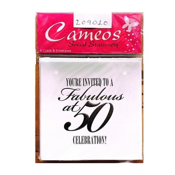 Cameos You´re Invited To A Fabulous At 50th Celebration Invitations (Pack of 6) Black/White One Size