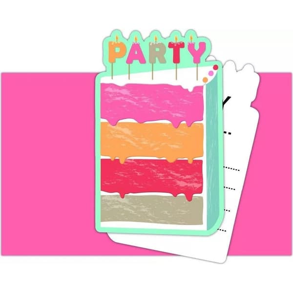 Procos Cake Birthday Invitations (Pack of 6) Multicoloured One Size