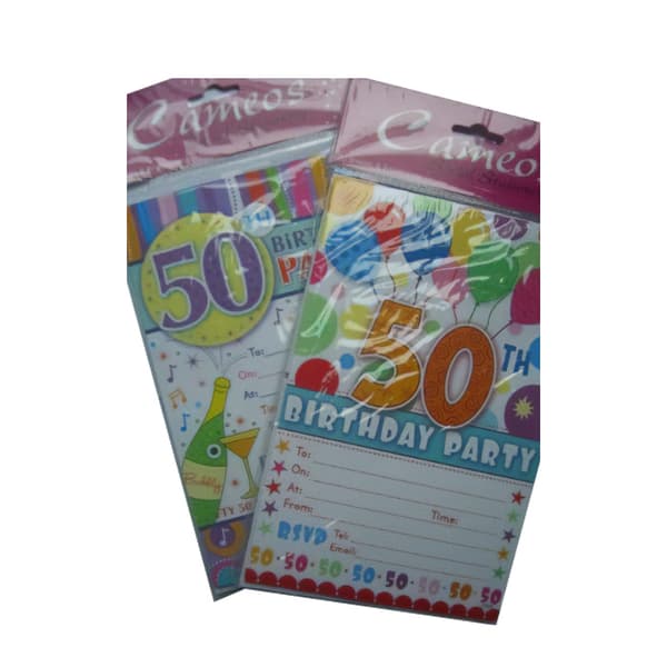 Cameos 50th Birthday Invitations (Pack of 20) Multicoloured One Size