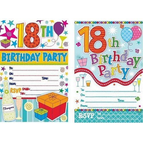Cameos 18th Invitations (Pack of 10) Multicoloured One Size