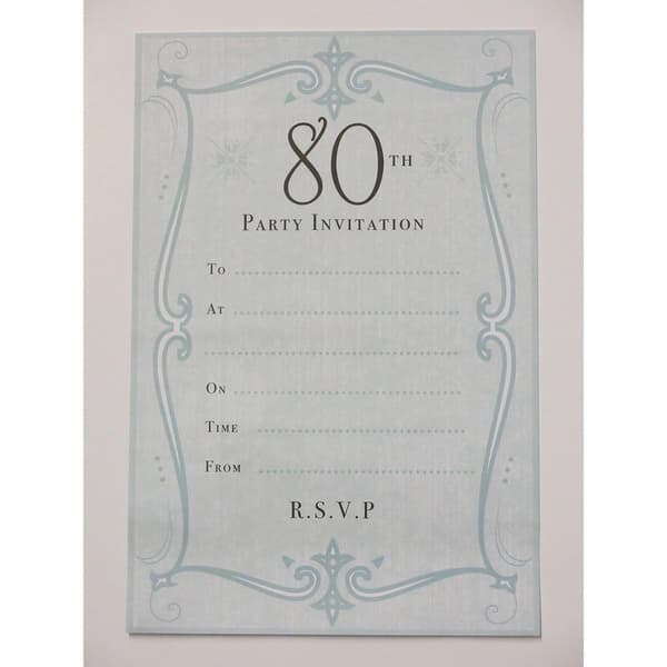 80th Invitations (Pack of 20) White/Green One Size