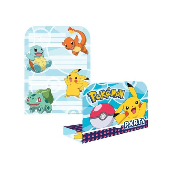 Pokemon White Invitations - NO NAME - 8 inbjudningskort med kuvert