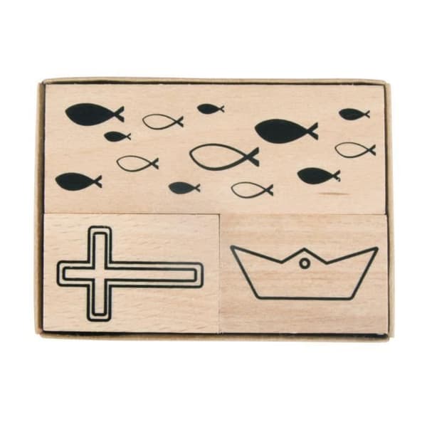 Kit stämplar trä Bekräftelse, Kommunion - RAYHER - 3,9x2,6cm - 8,3x2,6cm - låda 3 st