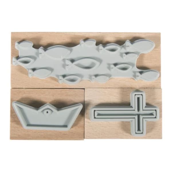 Kit stämplar trä Bekräftelse, Kommunion - RAYHER - 3,9x2,6cm - 8,3x2,6cm - låda 3 st