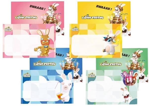 P'TIT Clown re23341, Set med 8 inbjudningskort med Lapins Crétins