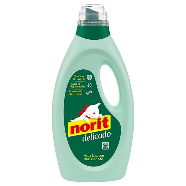 Norit Flydende Vaskemiddel til Sarte Tekstiler - 1125 ml - Effektivt vaskemiddel til skånsom rengøring af tøj i vaskemaskinen.