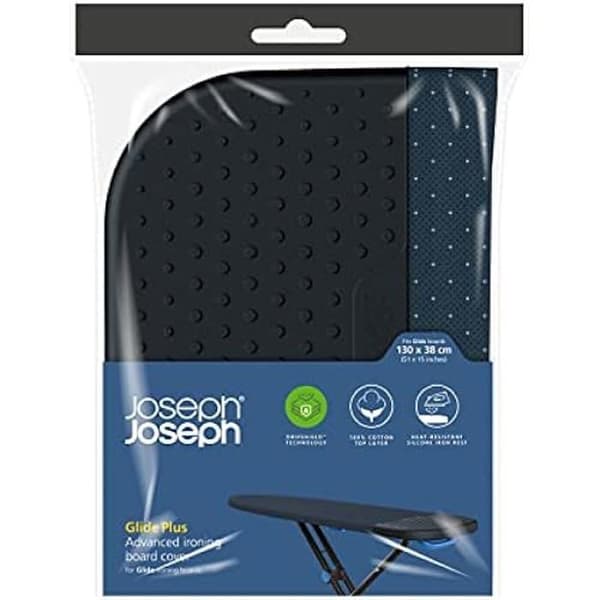 Joseph Joseph Glide Plus - Avancerat bomullsöverdrag för strykbräda, 130 x 38 cm, värmebeständig, lätt att byta,