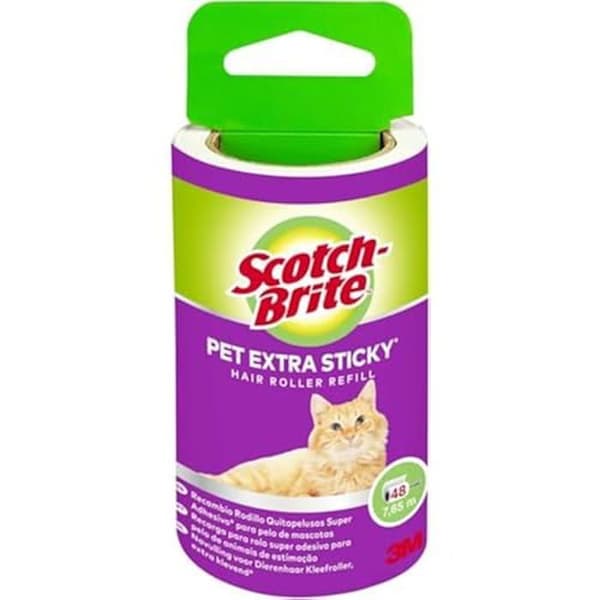 Självhäftande rulle - SCOTCH-BRITE - Extra klibbig - 48 ark - Djurhår - Vit