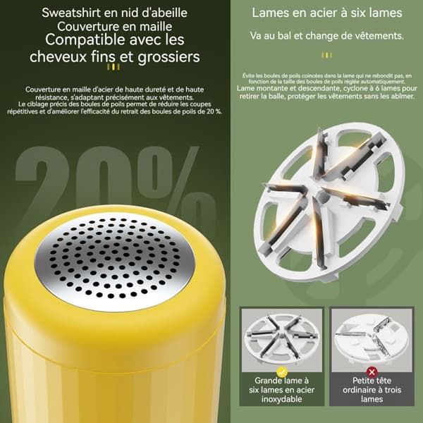 Rasyr anti-ludd INN® 120 minuters kontinuerlig användning 9W elektrisk antipill-rasyr produkt som eliminerar ludd.
